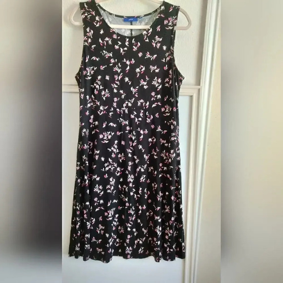 APT 9 Women's L Black Summer Dress Pink/Gray/White Wind-Whisper spots - Picture 1 of 6